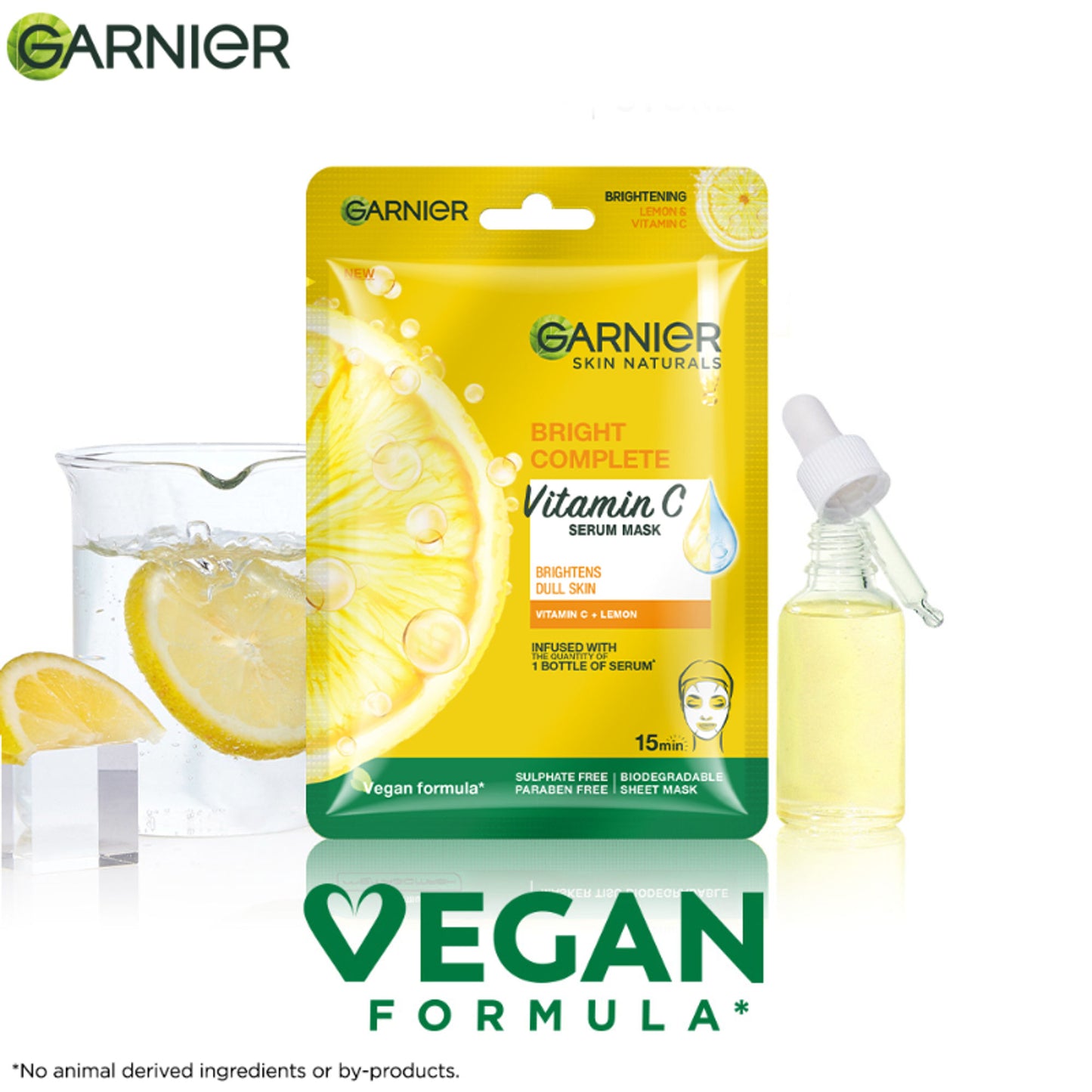 Garnier Face Serum Sheet Mask Pack of 10 (Vit C + Hydra Bomb + Sakura + Hydra Bomb Blue + Charcoal)