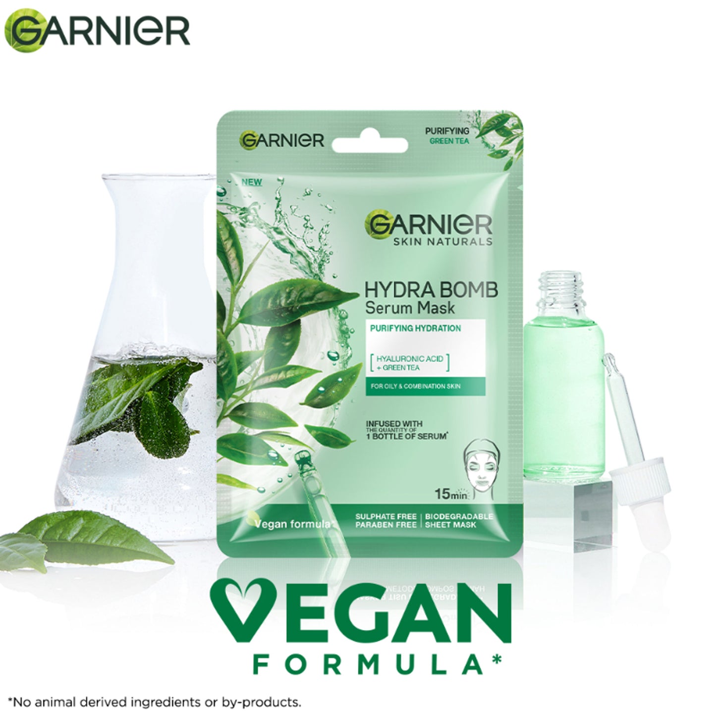 Garnier Face Serum Sheet Mask Pack of 10 (Vit C + Hydra Bomb + Sakura + Hydra Bomb Blue + Charcoal)
