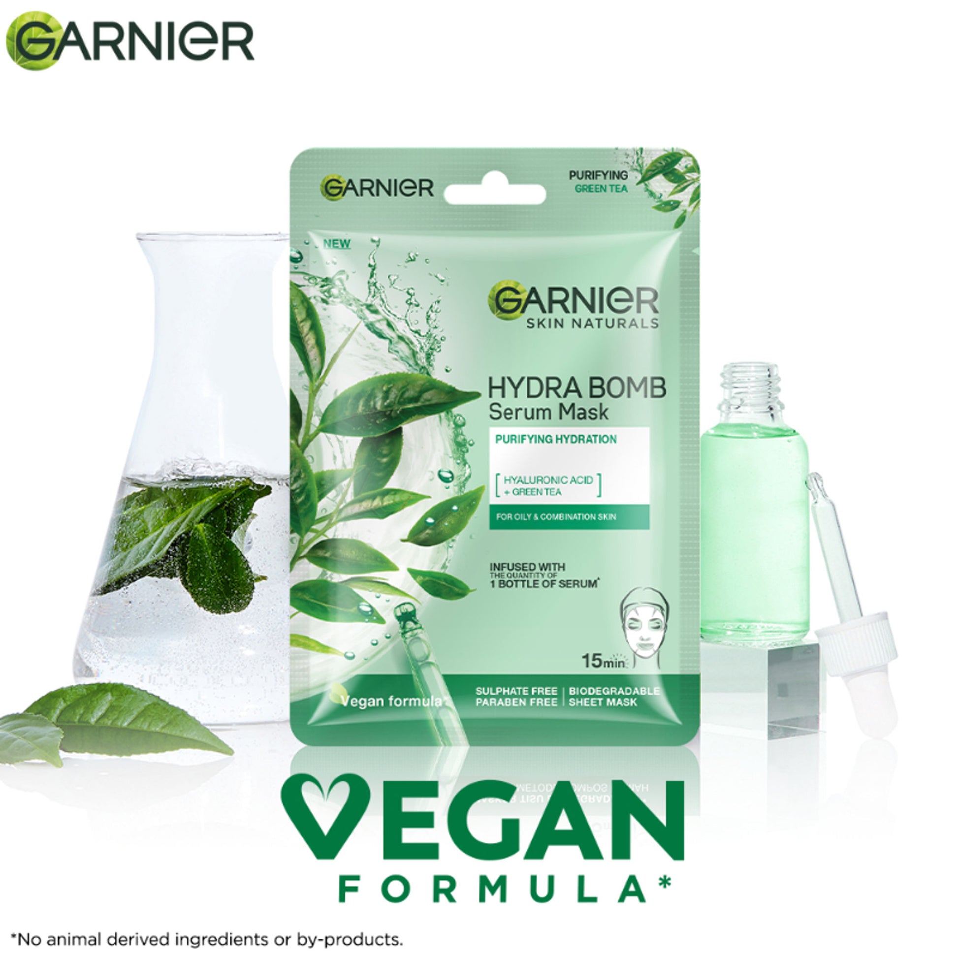 Garnier Face Serum Sheet Mask Pack of 10 (Vit C + Hydra Bomb + Sakura + Hydra Bomb Blue + Charcoal)