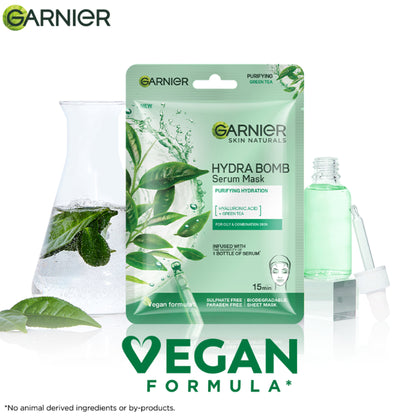Garnier Face Serum Sheet Mask Pack of 10 (Vit C + Hydra Bomb + Sakura + Hydra Bomb Blue + Charcoal)