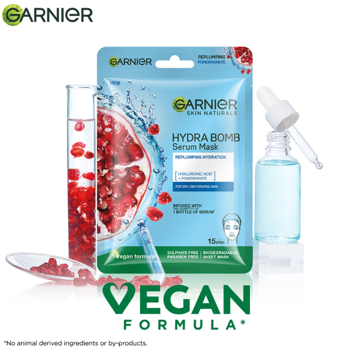 Garnier Face Serum Sheet Mask Pack of 10 (Vit C + Hydra Bomb + Sakura + Hydra Bomb Blue + Charcoal)
