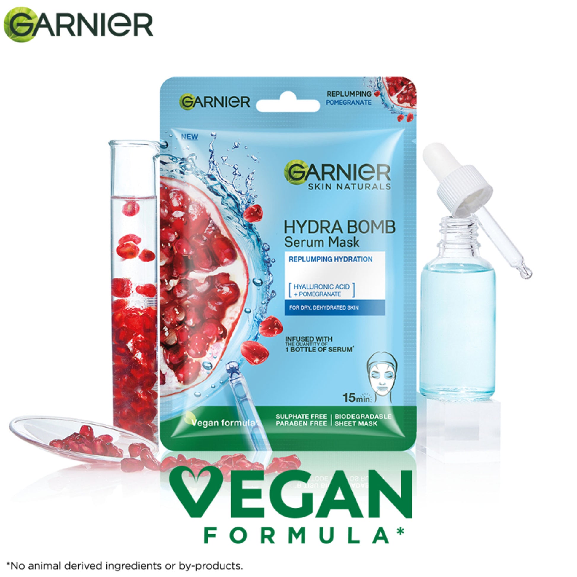 Garnier Face Serum Sheet Mask Pack of 10 (Vit C + Hydra Bomb + Sakura + Hydra Bomb Blue + Charcoal)