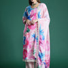 Dhiyona IE Floral Embroidered Empire Thread Work Kurta With Trousers & Dupatta