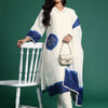 Indyancart IE Plus Size Ombre Printed Thread Work Linen Kurta with Trousers & With Dupatta