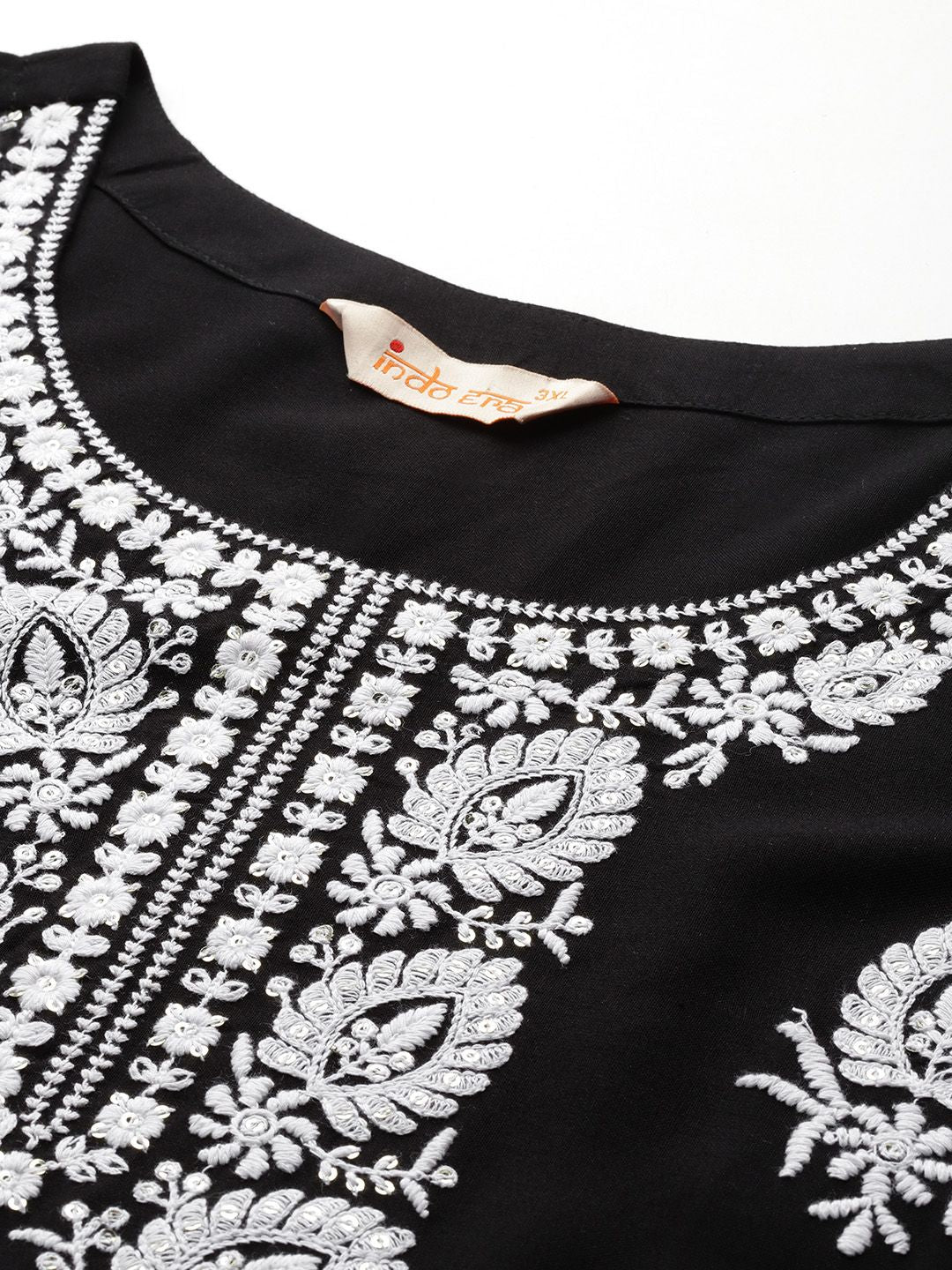 Indyancart IE Plus Size Ethnic Motifs Embroidered Sequinned Kurta