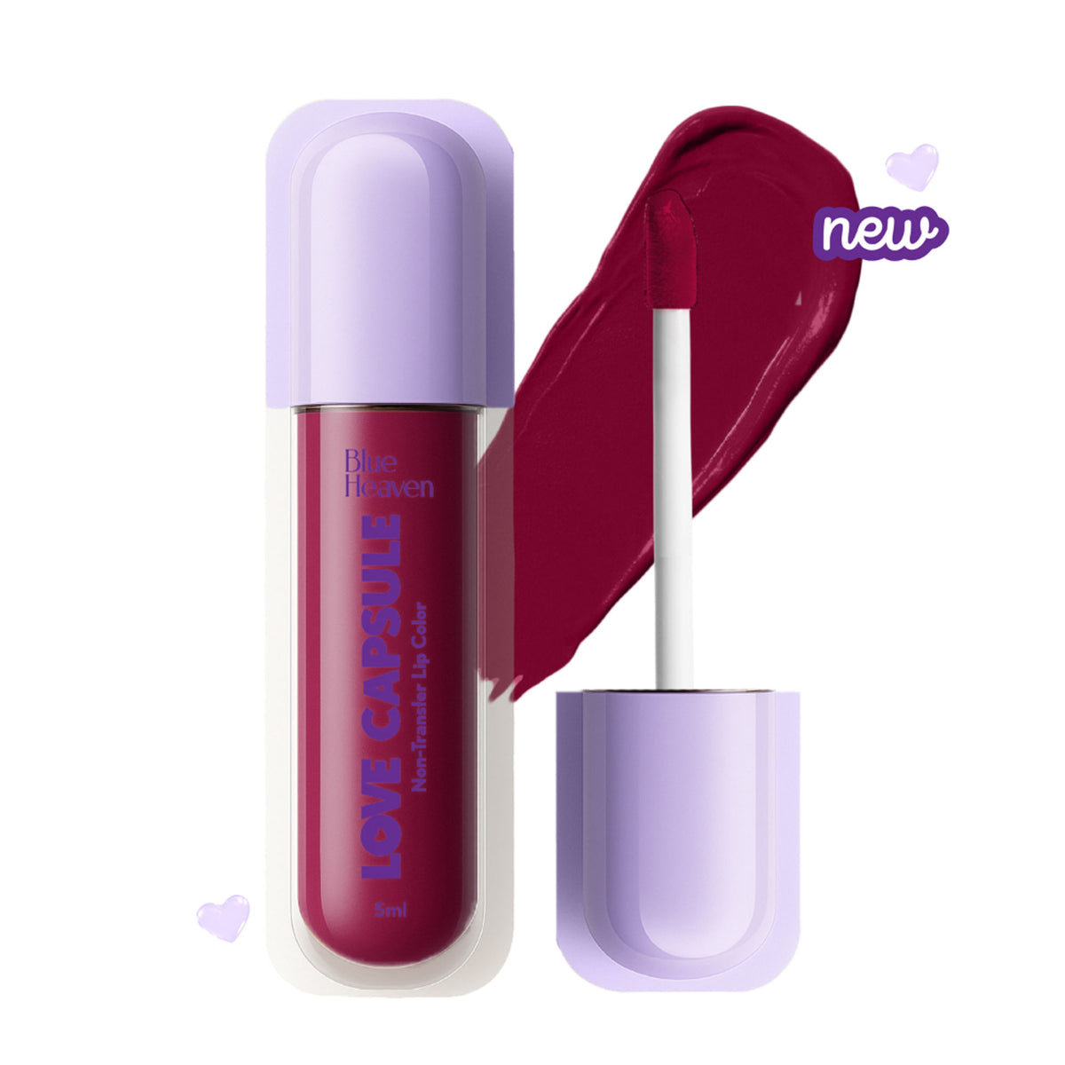 Blue Heaven Love Capsule Non Transfer Lip Colour in Blush Pink, showing the sleek lipstick tube and open product with pink shade