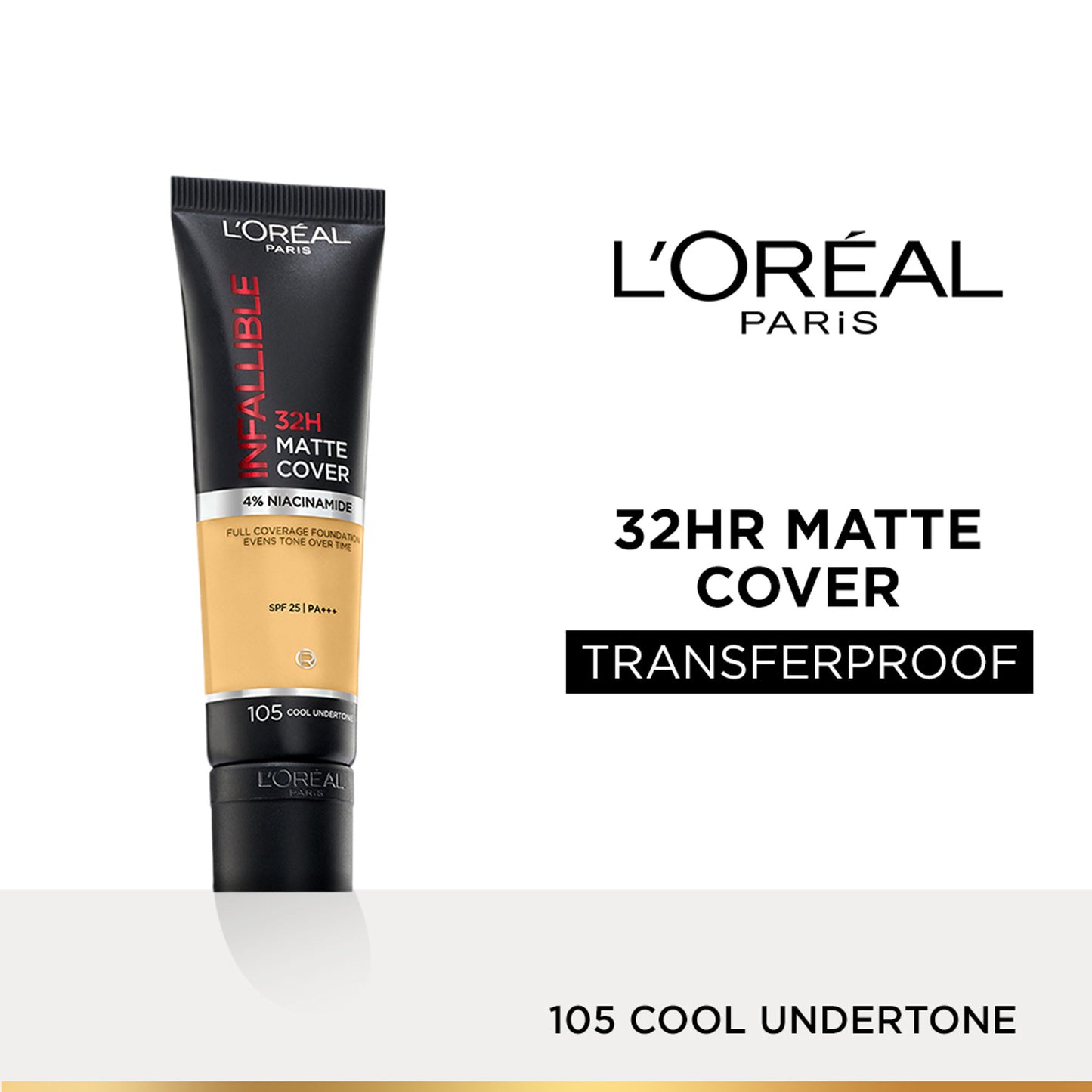 L’Oreal Paris Infallible 32H Matte Cover Liquid Foundation - 105 Cool Undertone