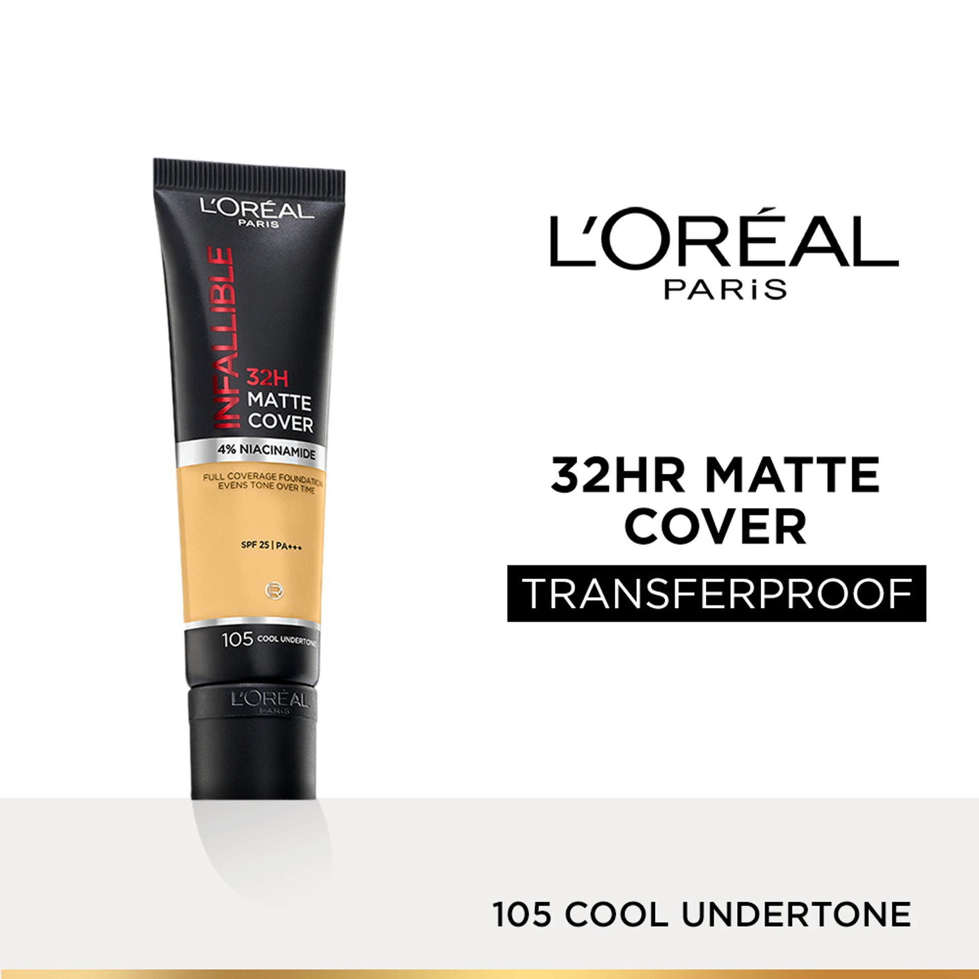 L’Oreal Paris Infallible 32H Matte Cover Liquid Foundation - 105 Cool Undertone