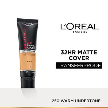 L’Oreal Paris Infallible 32H Matte Cover Liquid Foundation - 250 Warm Undertone