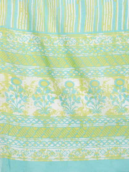 Dhiyona IE Women Blue Ethnic Motifs Printed Pure Cotton Kurta with Palazzos & With Dupatta