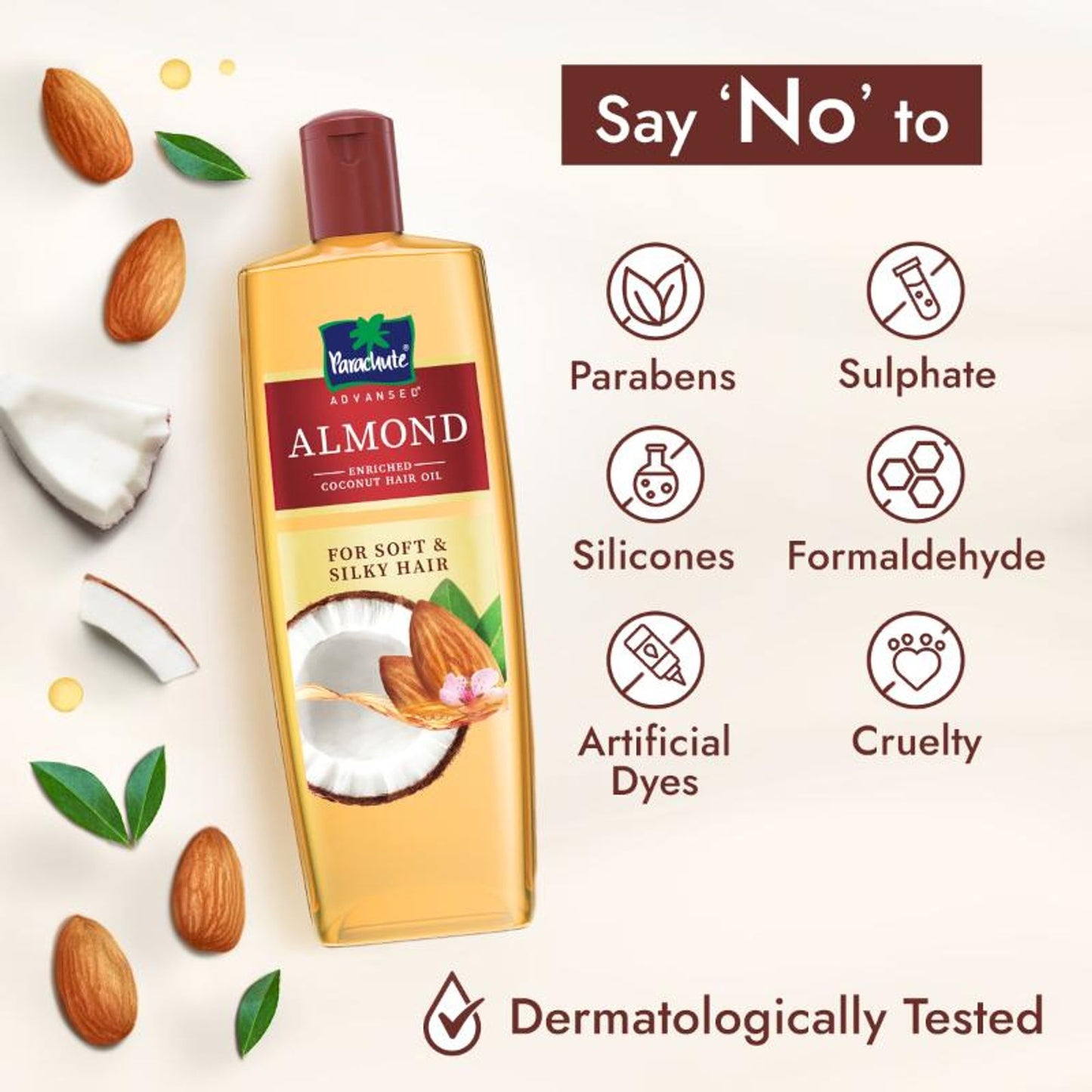 Parachute Advansed Almond Enriched Coconut Oil For Upto 2X Softer Hair With Vitamin E