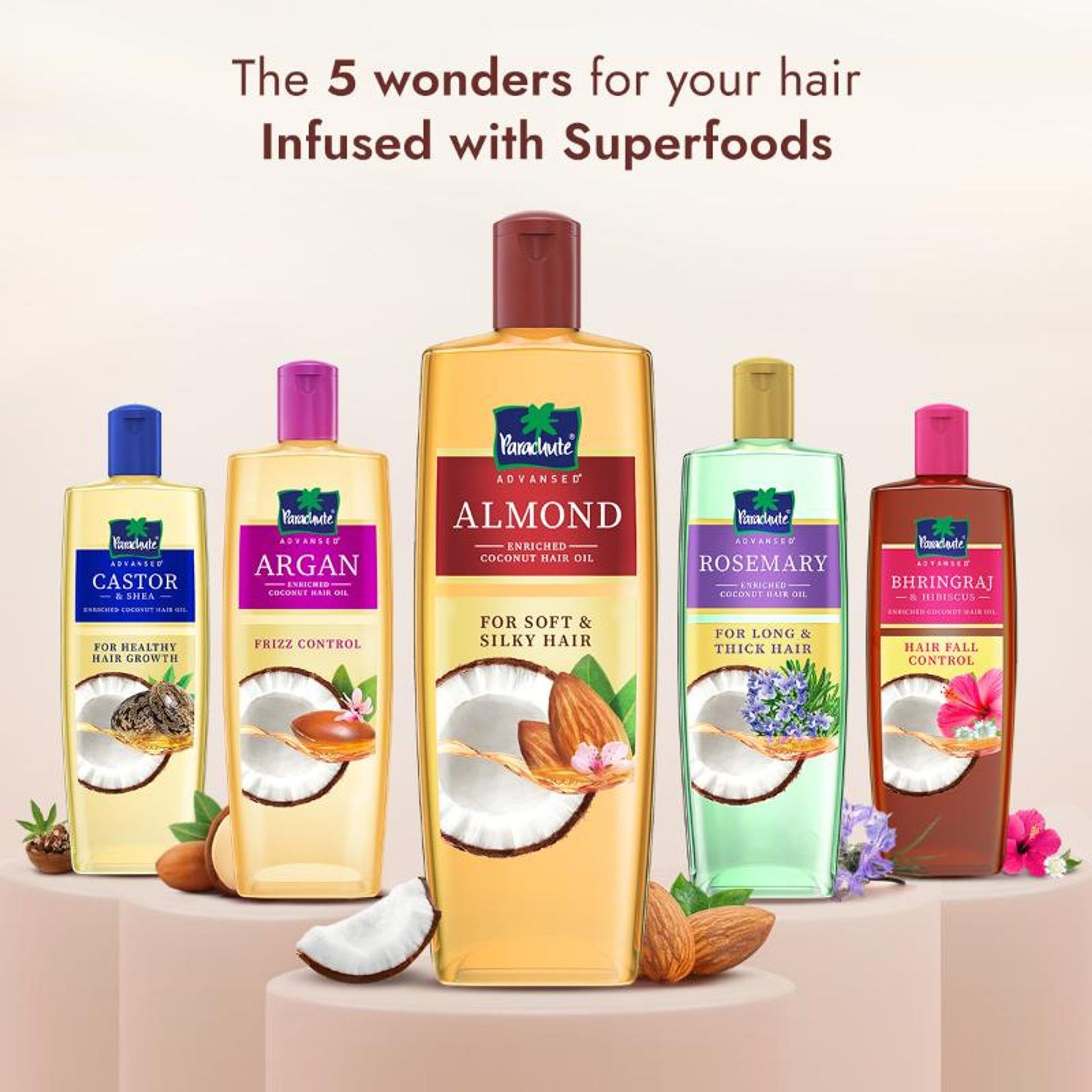 Parachute Advansed Almond Enriched Coconut Oil For Upto 2X Softer Hair With Vitamin E