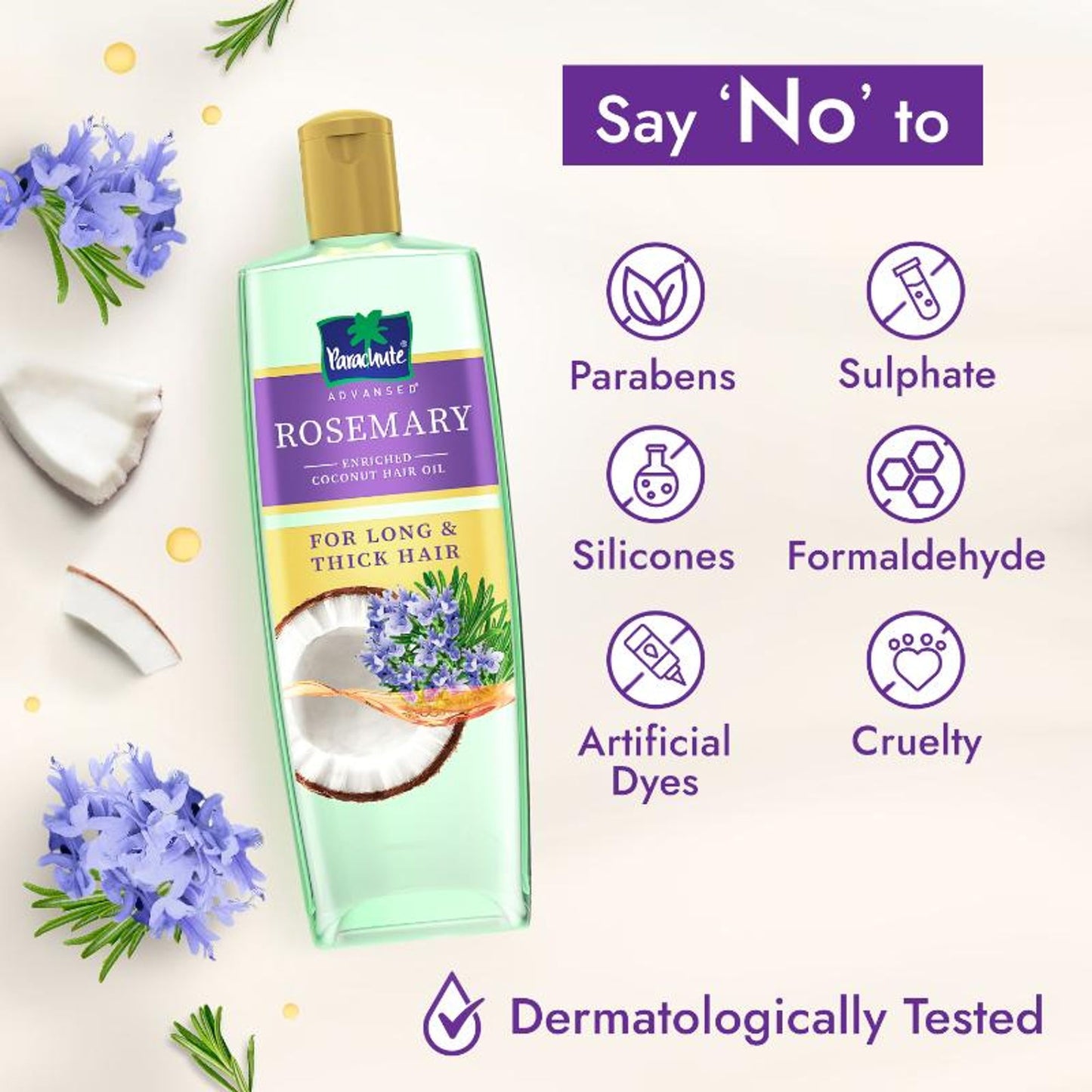 Parachute Advansed Rosemary Enriched Coconut Oil For Upto 2X Thicker Hair