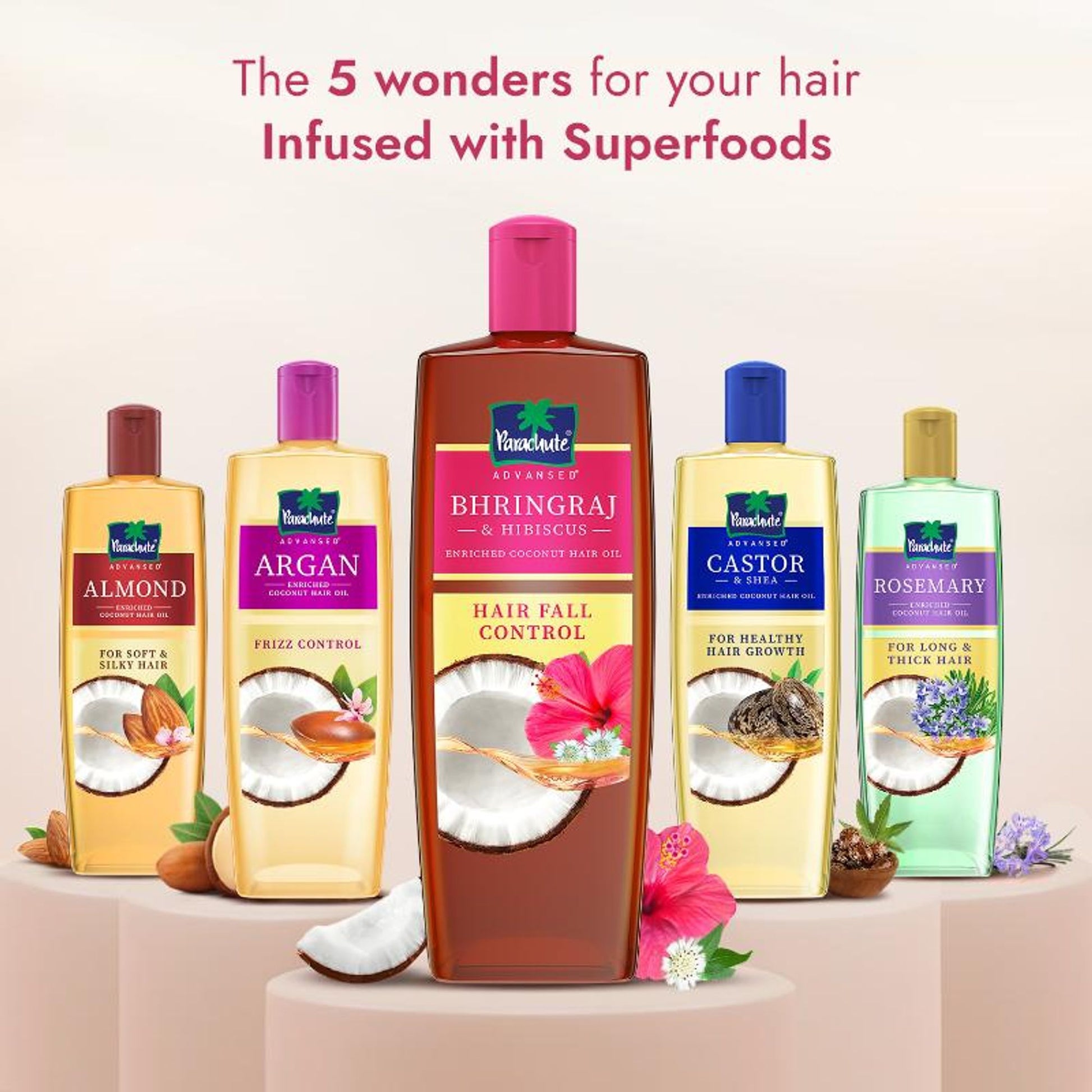 Parachute Advansed Bhringraj & Hibiscus Enriched Coconut Oil For Up To 10X Less Hair Fall