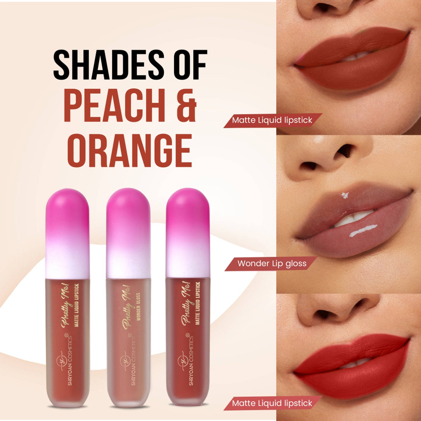 Shryoan Pretty Me! Liquid Matte Lipsticks & Lip Gloss - Peach