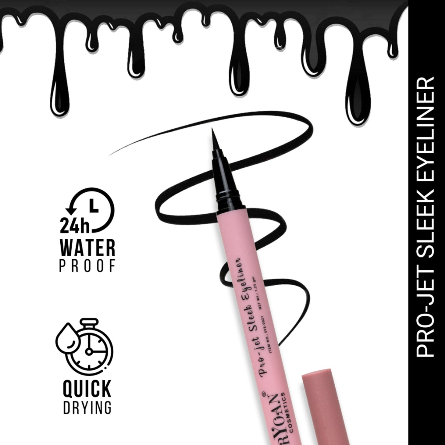 Shryoan Pro-Jet Sleek 24 Hours Stay Eyeliner - Black
