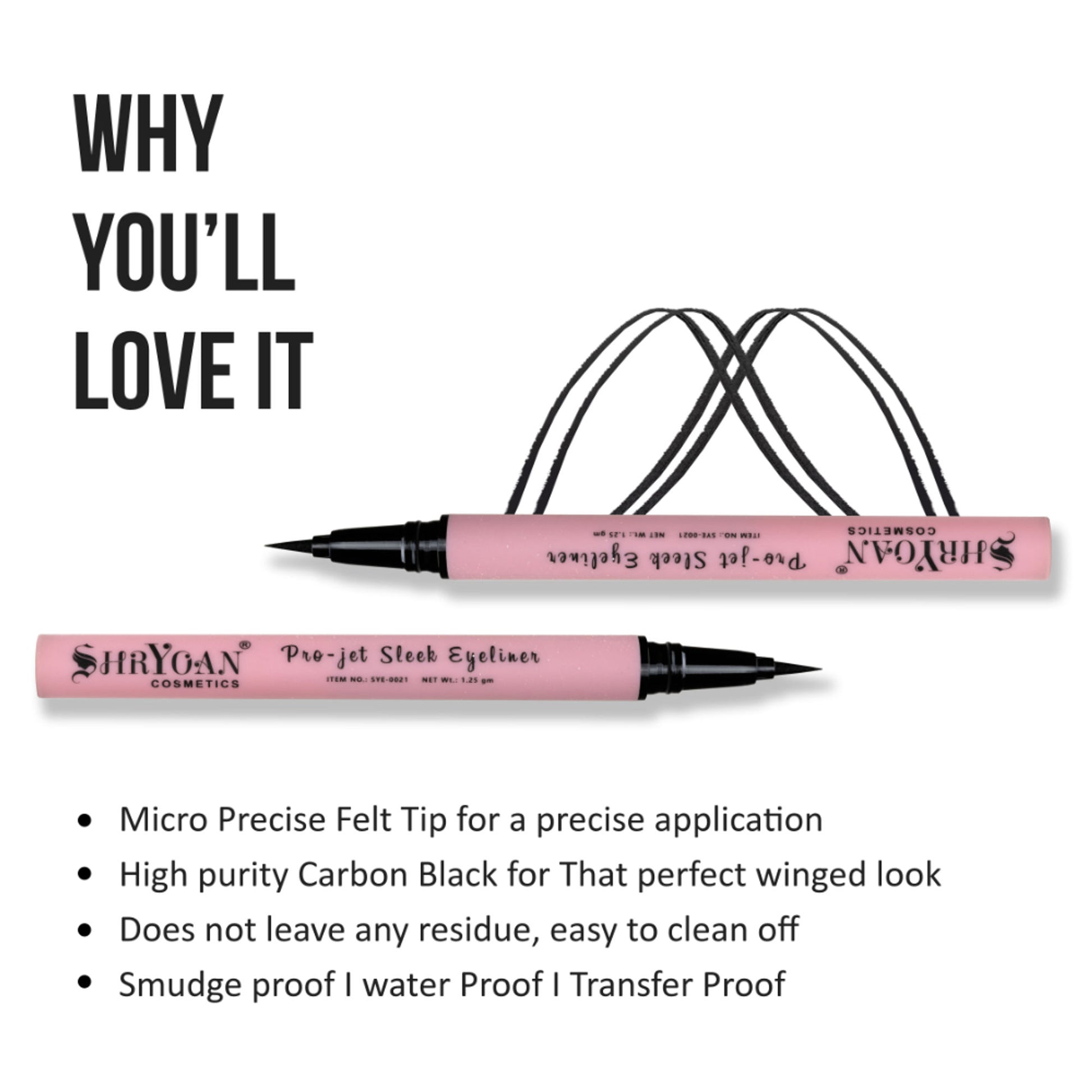 Shryoan Pro-Jet Sleek 24 Hours Stay Eyeliner - Black