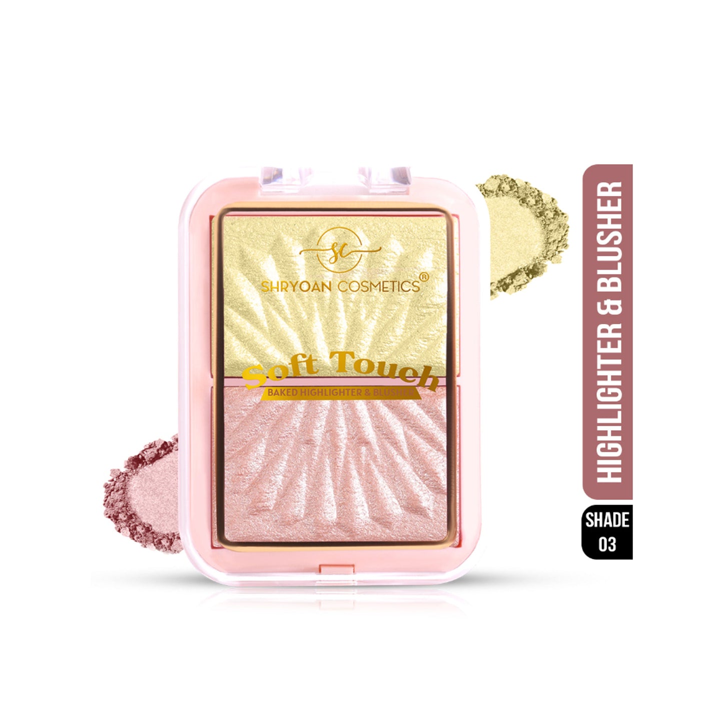 Shryoan Soft Touch Baked Shimmery Finish Highlighter & Blush Palette - 3