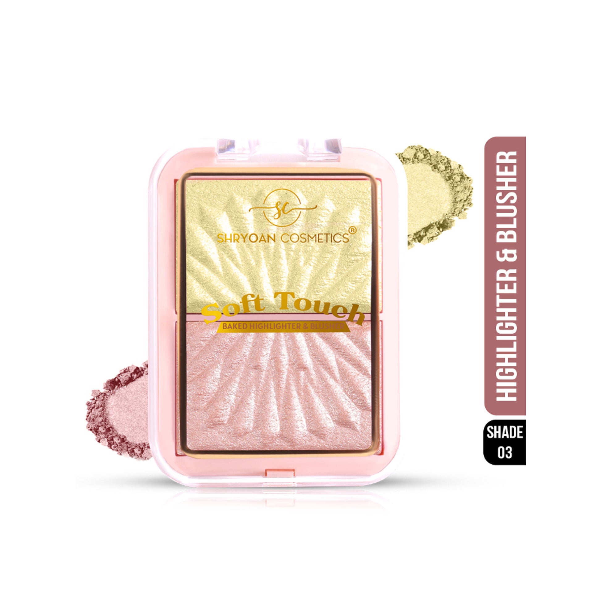 Shryoan Soft Touch Baked Shimmery Finish Highlighter & Blush Palette - 3