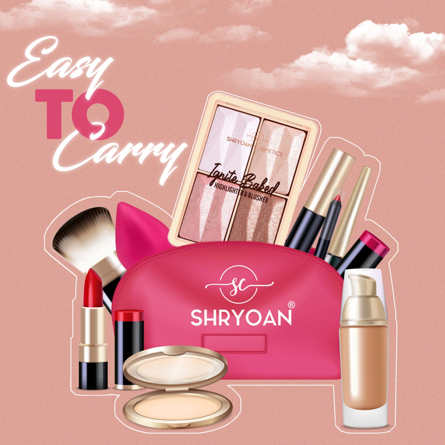 Shryoan Ignite Baked Multi Shimmer Blusher and Highlighter Palette - 1