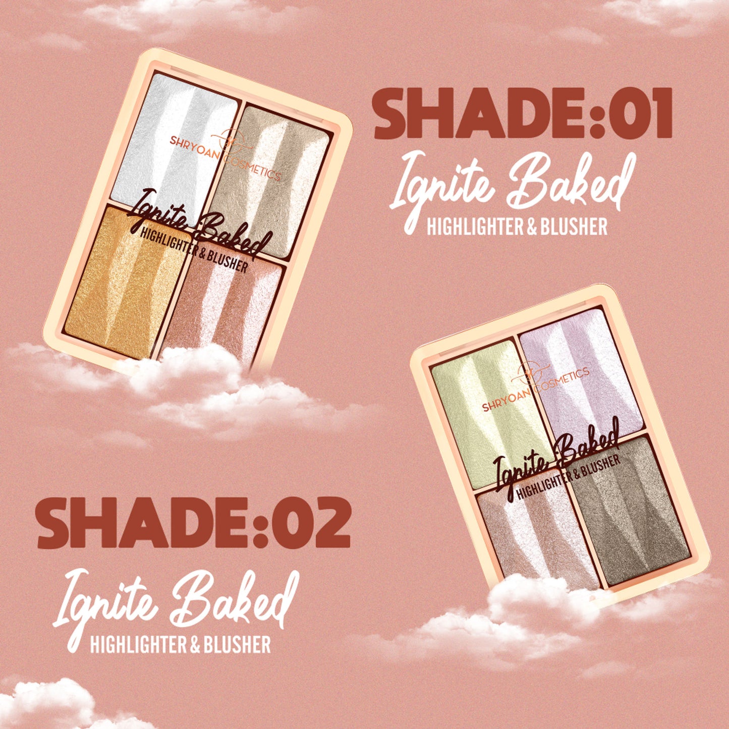 Shryoan Ignite Baked Multi Shimmer Blusher and Highlighter Palette - 1