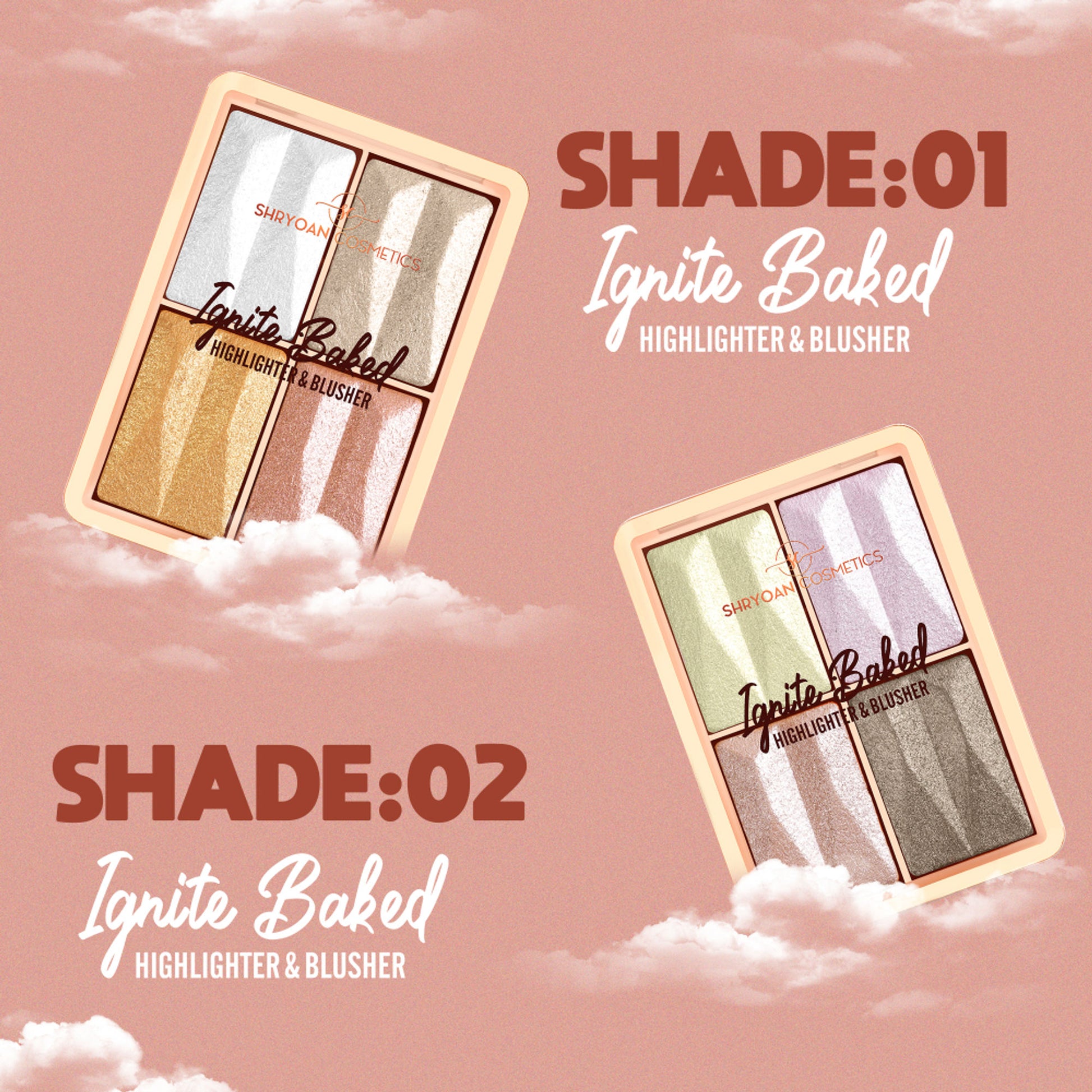 Shryoan Ignite Baked Multi Shimmer Blusher and Highlighter Palette - 1