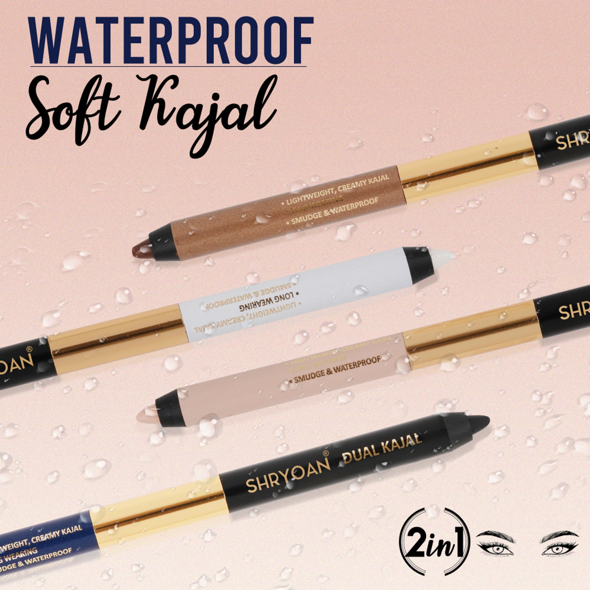 Shryoan Shimmery Dual Kajal with Sharpener - Black-Brown - Black-blue