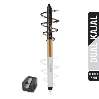 Shryoan Shimmery Dual Kajal with Sharpener - Black-Brown - Black-white