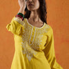 Indyancart IE Floral Embroidered Thread Straight Kurta