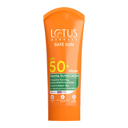 Lotus Herbals UltraRx Matte Sunscreen SPF 50+ PA++++ | With Cica and Green Tea | All Skin Types