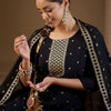 Dhiyona IE Women Ethnic Motifs Embroidered Regular Sequinned Kurta with Trousers & With Dupatta