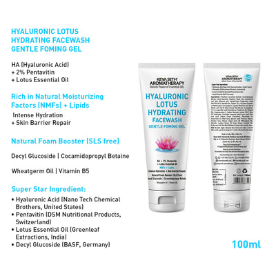 Keya Seth Aromatherapy Hyaluronic Lotus Hydrating Facewash Decyl Glucoside Skin Barrier Repair