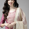 Dhiyona IE Women Pink Yoke Design Regular Kurta with Palazzos & Dupatta