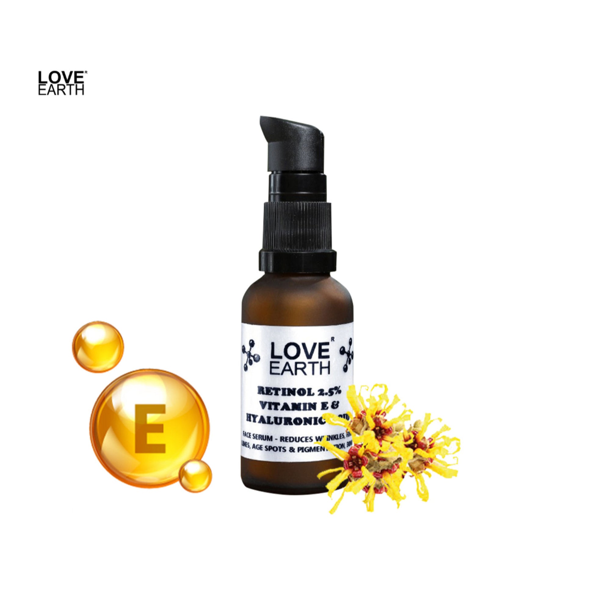 Love Earth Retinol2.5% Serum for Reducing Wrinkles & Fine Lines with Vitamin E & Hyaluronic Acid