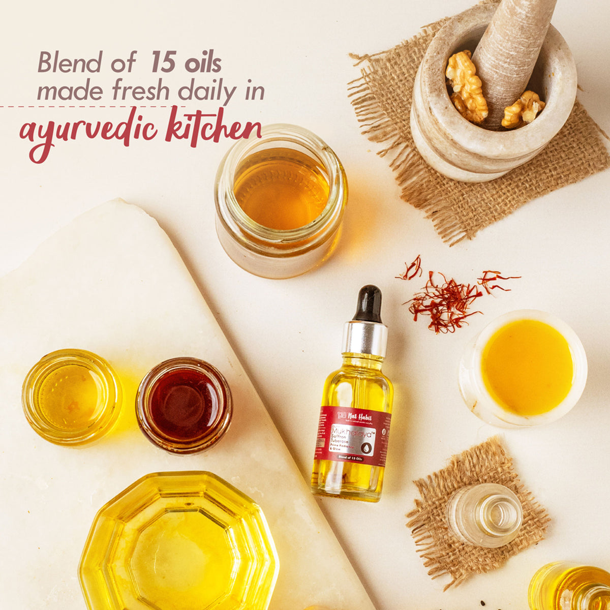 Nat Habit Pure Saffron Tuberose Face Oil For Glowing Skin, Radiance & Glow Facial Oil Mukhalaya