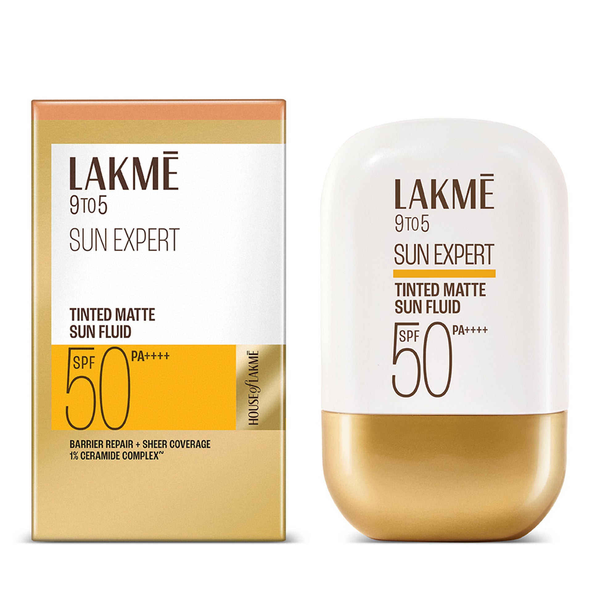 Lakme Sun Expert Tinted Matte Fluid SPF 50 Sunscreen with 1% Ceramide for Barrier Repair - Bronze