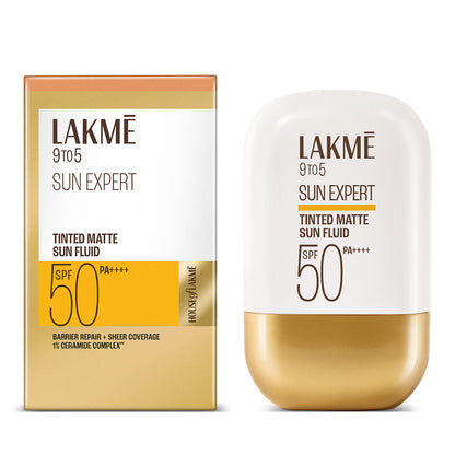 Lakme Sun Expert Tinted Matte Fluid SPF 50 Sunscreen with 1% Ceramide for Barrier Repair - Bronze