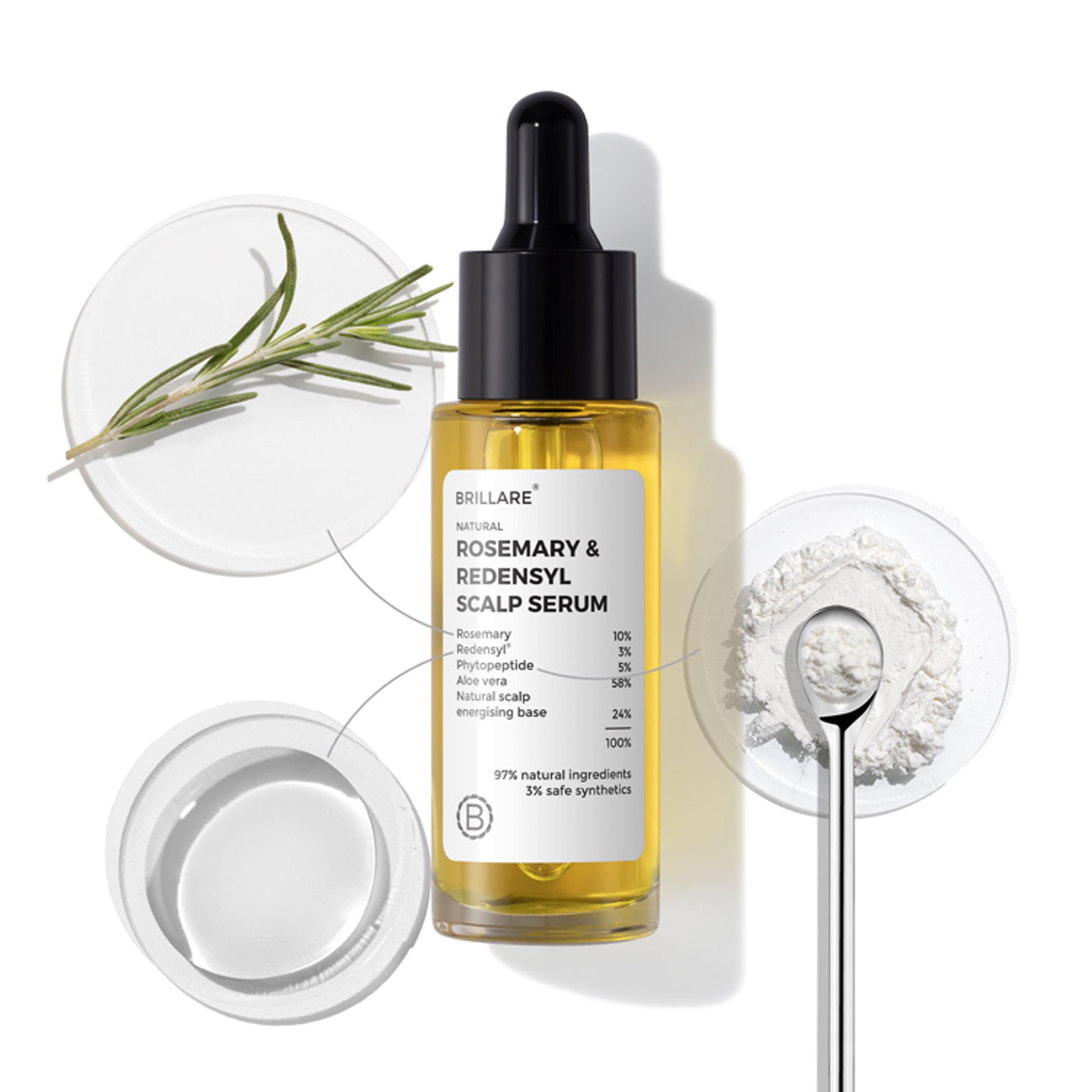 Brillare 10% Rosemary & 3% Redensyl Hair Growth Serum with 3% Phytopeptide