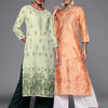 Dhiyona IE Pack Of 2 Ethnic Motifs Foil Printed Straight Kurta