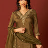 Dhiyona IE Women Floral Embroidered Kurta with Trousers & Dupatta