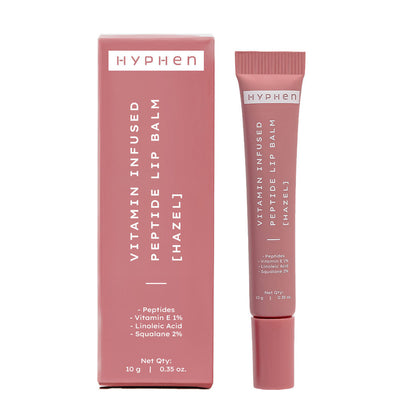 Hyphen by Kriti Sanon hazel vitamin-infused peptide lip balm, hydrating and smoothing lips with moisture repair, in a sleek tube.