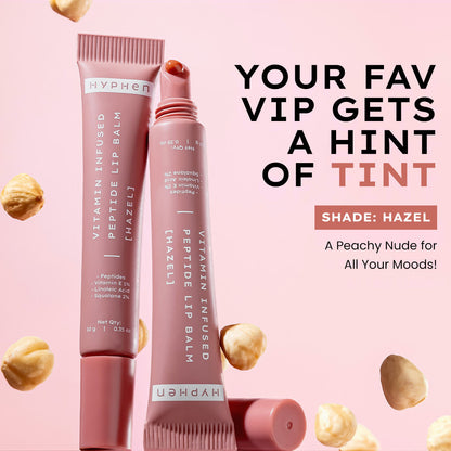 Hyphen by Kriti Sanon hazel vitamin-infused peptide lip balm, hydrating, smoothing lips and repairing moisture barrier.