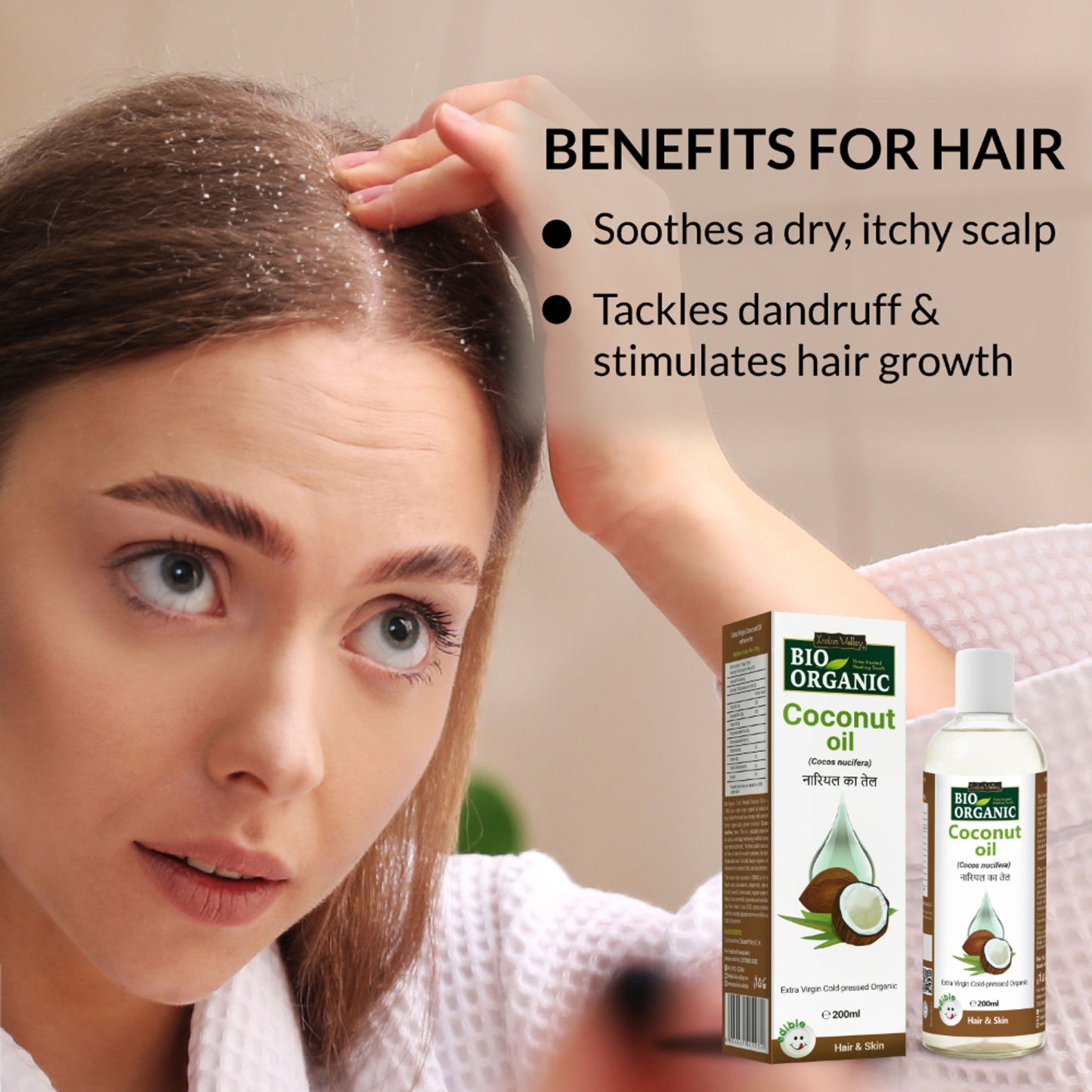 Indus Valley Bio Organic Extra Virgin Coconut Oil for Body, Hair & Skin