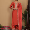 Dhiyona VA Women'sYoke Design Zari Embroidered Sequinned Kurta with Trousers & Dupatta