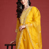 Dhiyona IE Floral Embroidered Thread Work Kurta with Trousers & Dupatta