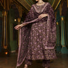 Dhiyona SN Women's Purple Floral Printed Pure Cotton Anarkali Kurta & Trouser With Dupatta
