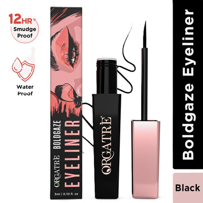 Orgatre Waterproof Liquid Eyeliner, Smudgeproof 24 Hr Infused With Glycerin Jojoba Oil, & Vitamin C