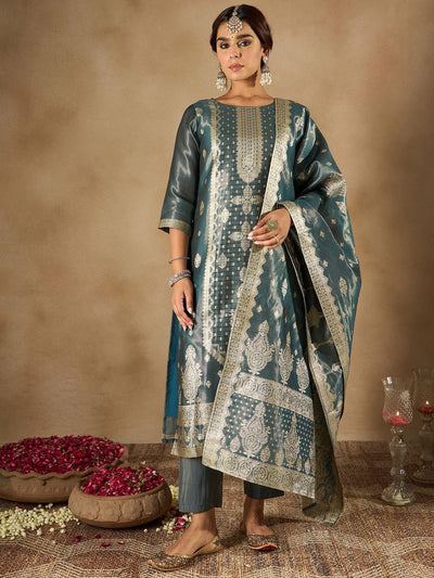 Indyancart IE Women Ethnic Motifs Regular Kurta with Trousers & Dupatta