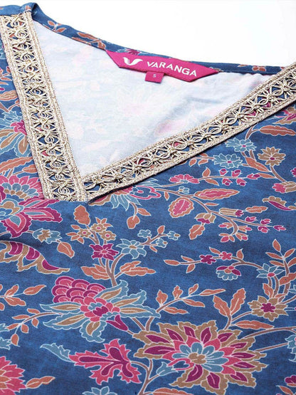 Indyancart VA Women's Paisley Printed Woolen Kurta Paired with Trousers & Printed Dupatta