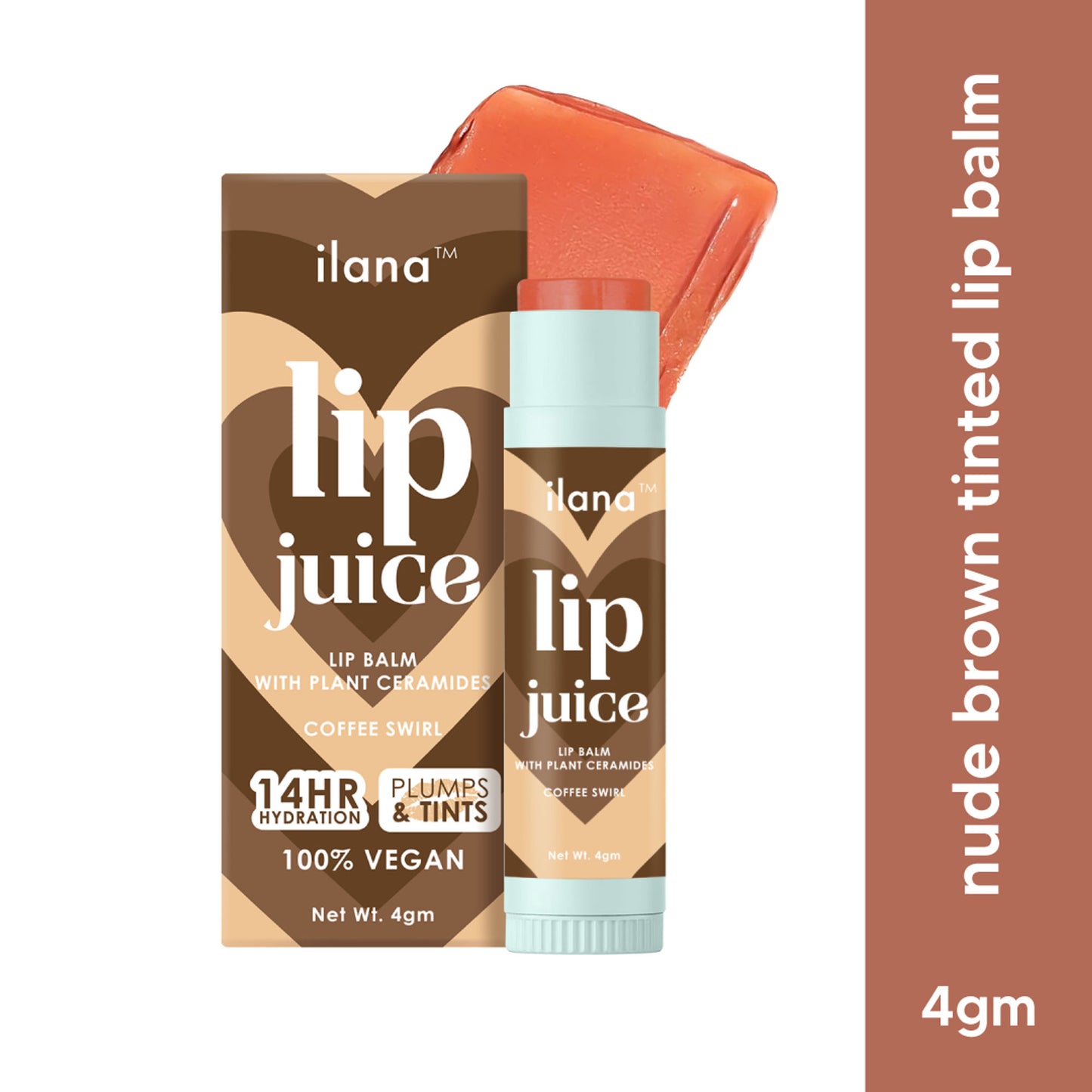 Ilana Lip Juice Hydrating & Plumping Tinted Lip Balm - Coffee Swirl